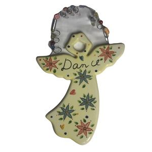 Inspiring Set of 4 Hand-painted Angels Blue Yellow Green Pink Beaded Wall Decor